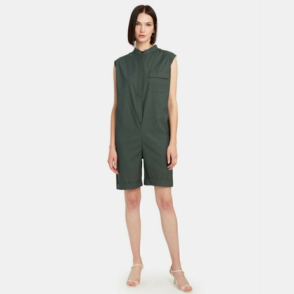 EIEN29 Women’s Mandarin Short NWT Jumpsuit Green OSFA $129